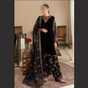 3-Piece Unstitched Naqashi Apparel Velvet EMB Suit | LBX-1024