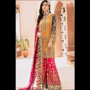 3-Piece Unstitched Naqashi Apparel Fully EMB Chiffon Suit | LBX – 1058