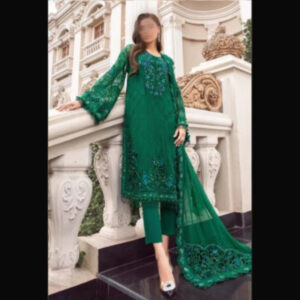 3-Piece Unstitched Naqashi Apparel Embroidered Chiffon Suit | LBX-1038