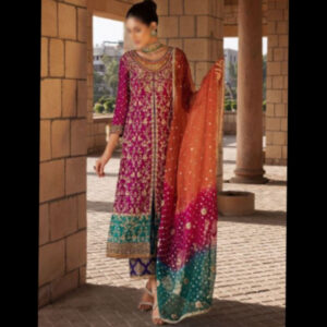 3-Piece Unstitched Naqashi Apparel EMB Chiffon Suit | LBX – 1057