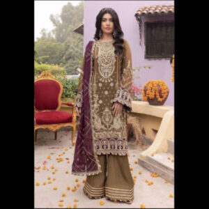 3-Piece Unstitched Naqashi Apparel Full Heavy EMB Chiffon Suit | LBX-2007