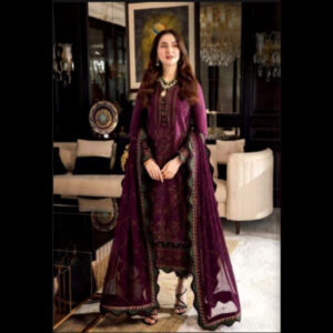 3-Piece Unstitched Naqashi Apparel EMB Chiffon Suit | LBX-2021