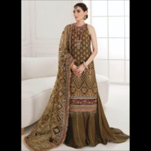 3-Piece Unstitched Naqashi Apparel Fully Embroidered Chiffon Suit | LBX-2015