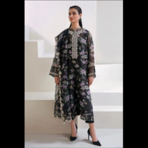 3-Piece Unstitched Naqqashi Apparel Cotton Net Suit | LBX-2065