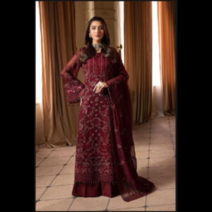 3-Piece Unstitched Naqqashi Apparel EMB Chiffon Suit | LBX-2074