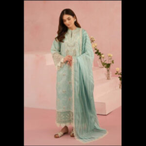 3-Piece Unstitched Naqqashi Apparel Printed & Full Heavy EMB Lawn Suit | LBX-2087