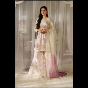 3-Piece Unstitched Naqqashi Apparel Heavy EMB with Printed Lawn Suit | LBX-3018