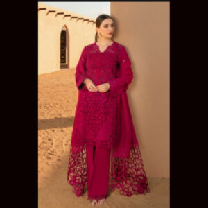 3-Piece Unstitched Naqqashi Apparel Full Heavy EMB Chicken Karri Cotton Suit | LBX-3022