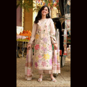 3-Piece Unstitched Naqqashi Apparel Heavy EMB With Digital Printed Lawn Suit | LBX-3031