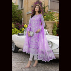 3-Piece Unstitched Naqqashi Apparel Fully Heavy EMB Organza Suit | LBX-3039