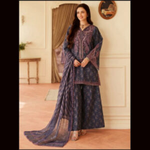3-Piece Unstitched Naqqashi Apparel EMB With Printed Lawn Suit | LBX-3040