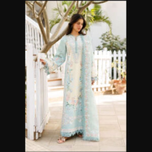 3-Piece Unstitched Naqqashi Apparel Heavy EMB With Printed Lawn Suit | LBX-3043
