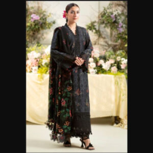 3-Piece Unstitched Naqqashi Apparel Printed With EMB Lawn Suit | LBX-3045