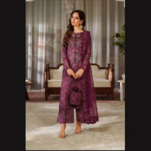 3-Piece Unstitched Naqqashi Apparel Printed With EMB Lawn Suit | LBX-3051