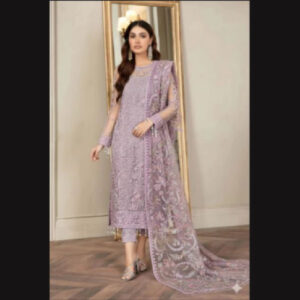 3-Piece Unstitched Naqqashi Apparel Fully Heavy EMB Net Suit | LBX-3053