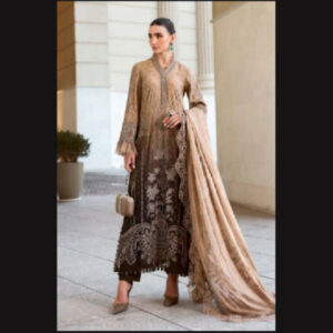 3-Piece Unstitched Naqqashi Apparel Fully Heavy EMB With Printed Lawn Suit | LBX-3054